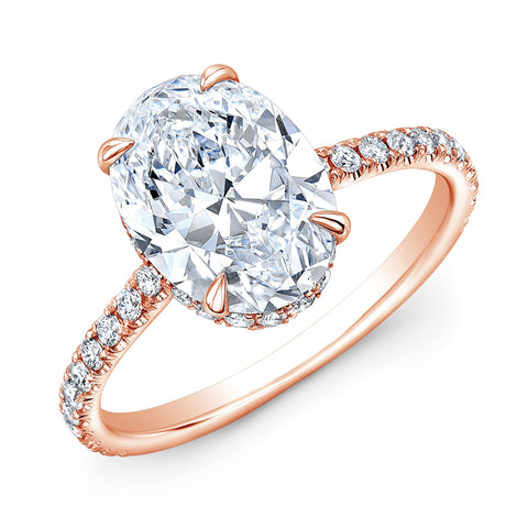Hidden Halo Oval Engagement Ring in Rose Gold