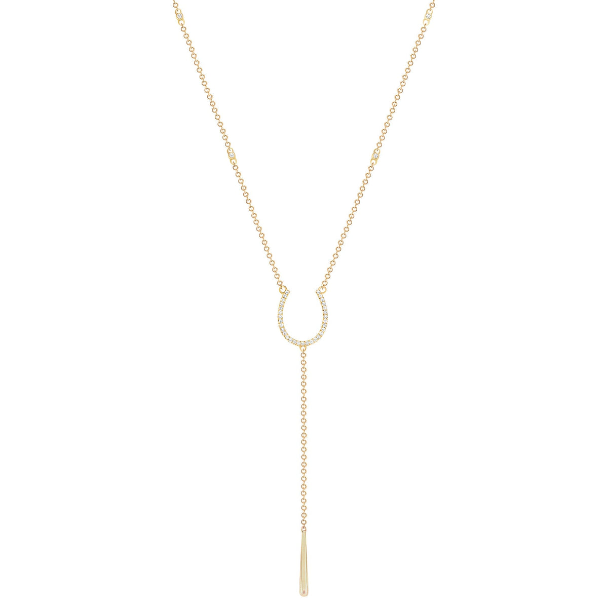 Horseshoe bezel diamond chain necklace