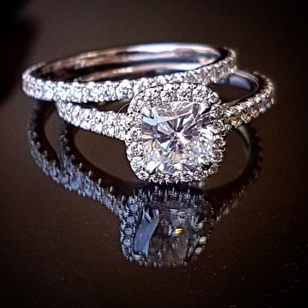 1.62 Ct. Cushion Cut Halo Engagement Ring H Color VVS2 GIA Certified