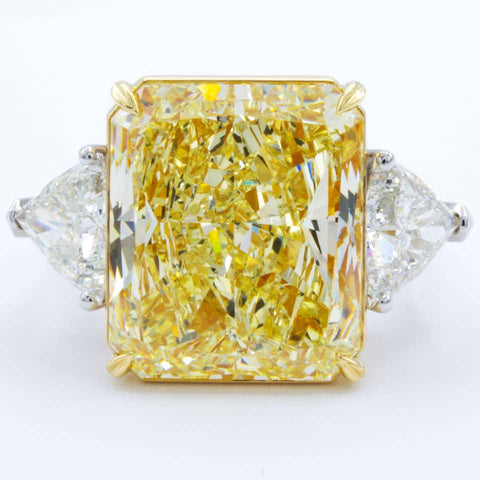 Yellow Radiant & Trillions 3 Stone Diamond Ring
