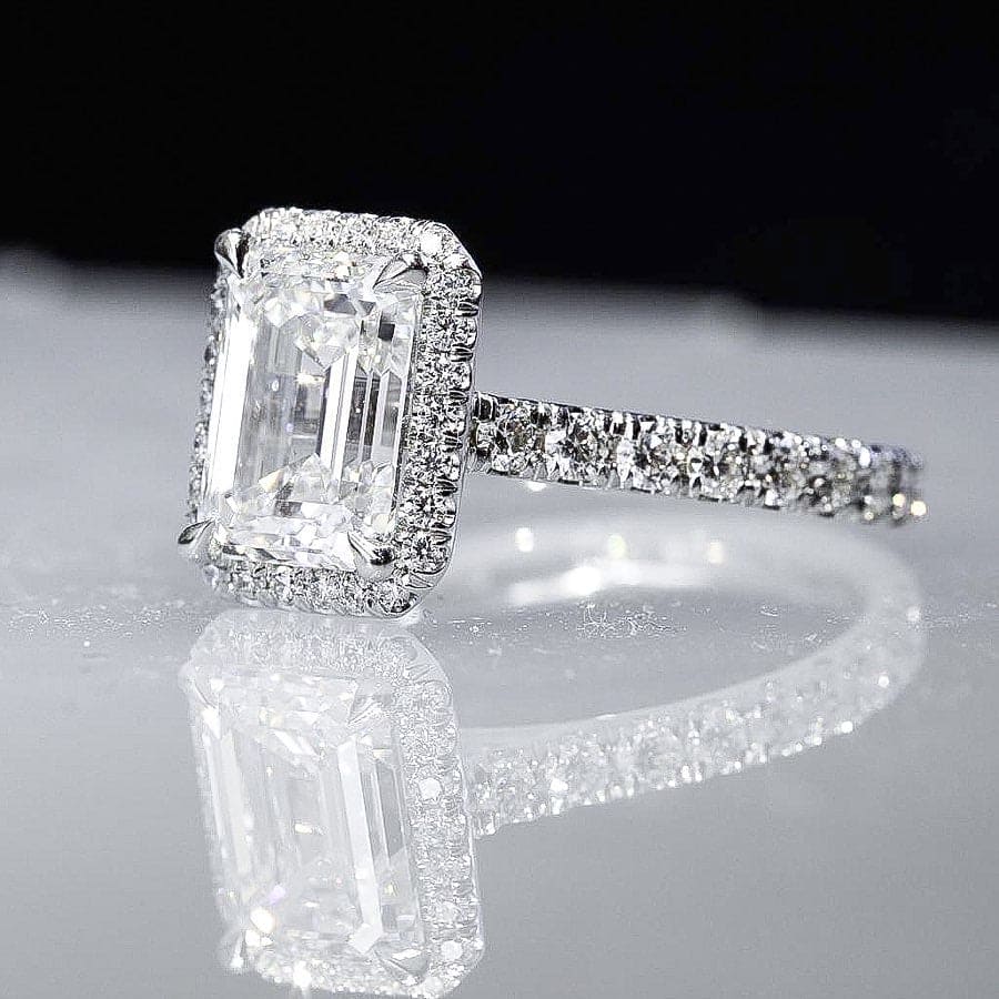Halo Emerald Cut Diamond Engagement Ring