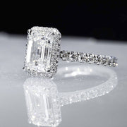 Halo Emerald Cut Diamond Engagement Ring