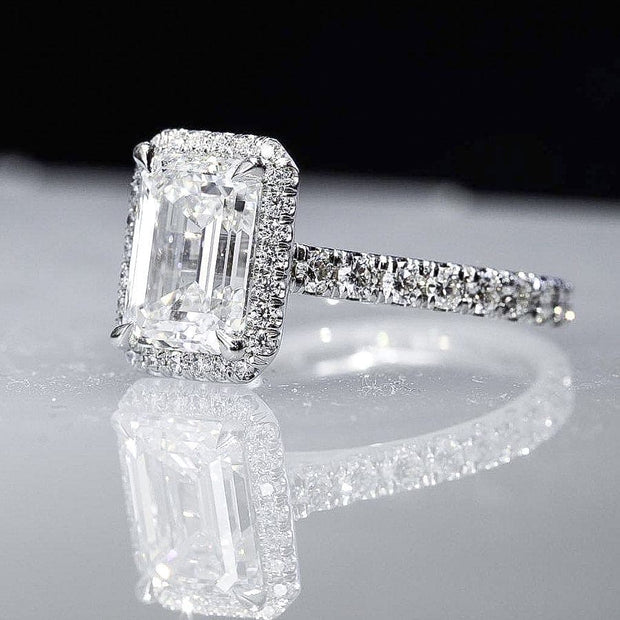 Halo Emerald Cut Diamond Engagement Ring
