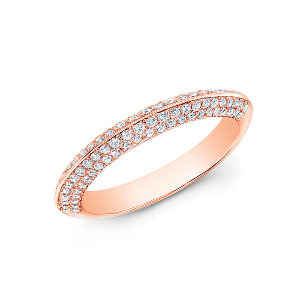 Knife Edge Micro Pave Wedding Band Anniversary Ring rose gold