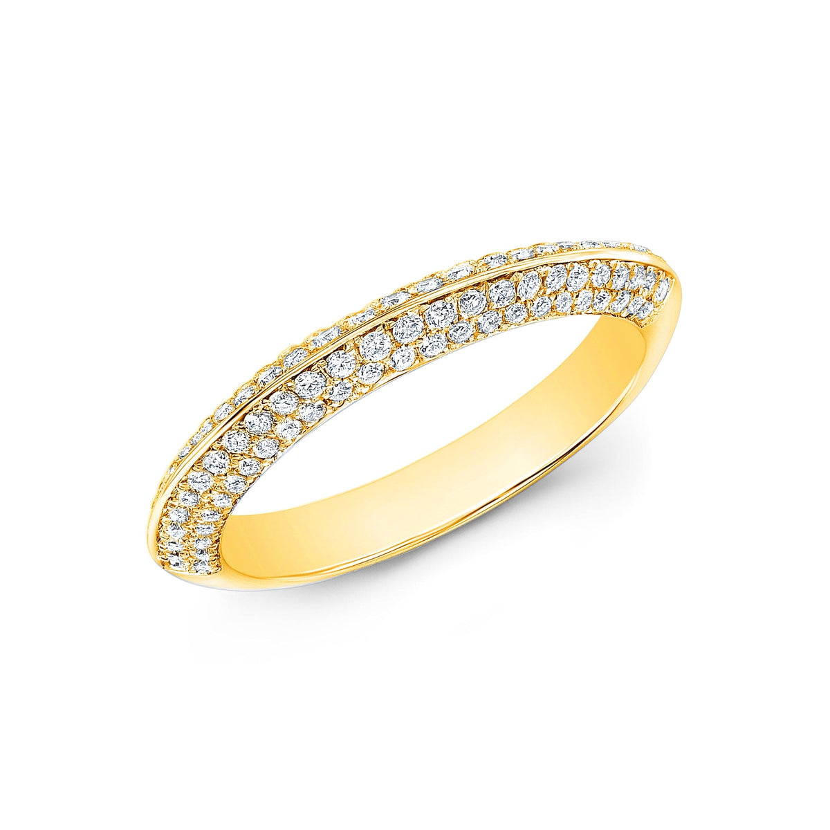 Knife edge micro pave band yellow gold