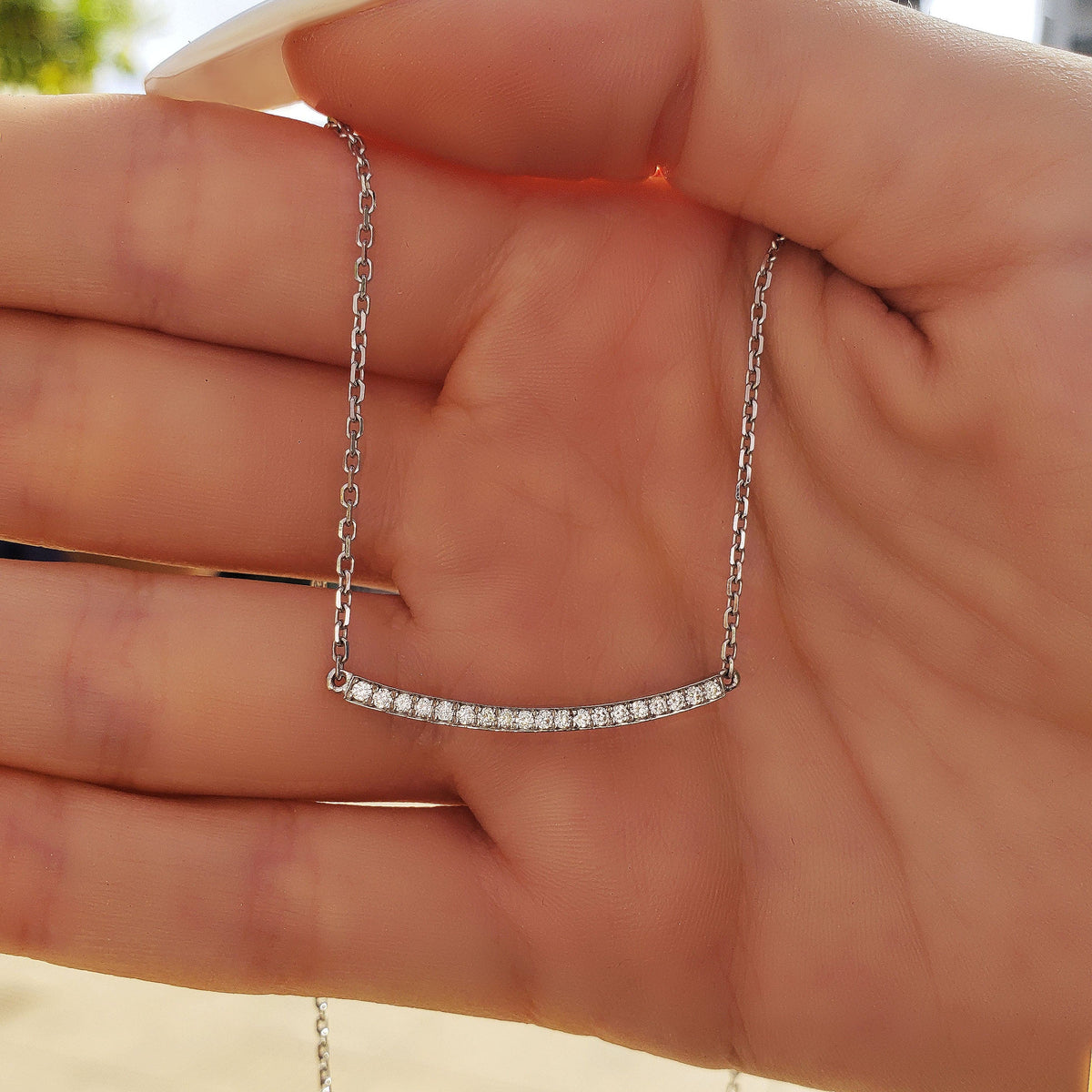 Diamond bar necklace