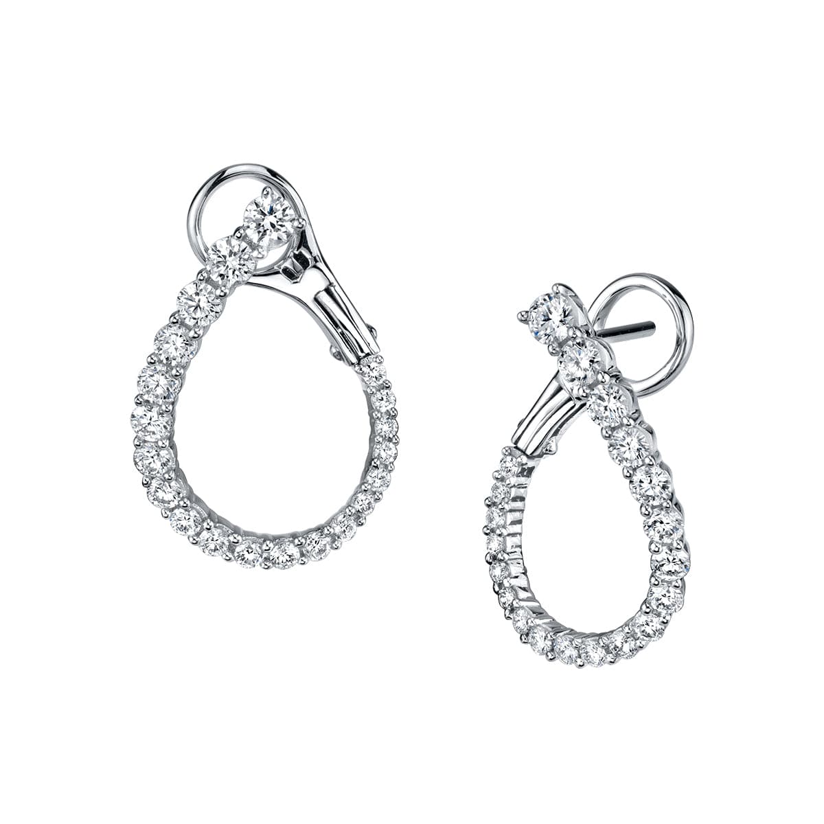 Diamond oval hoop earrings