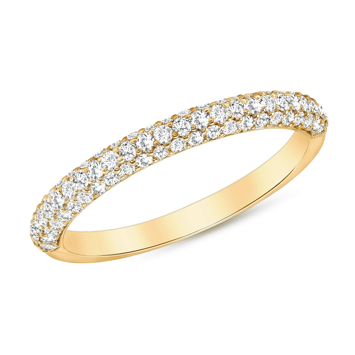 Yellow gold multi row diamond ring 