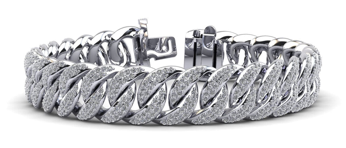 Men's cuban link diamond bracelet two rows 11