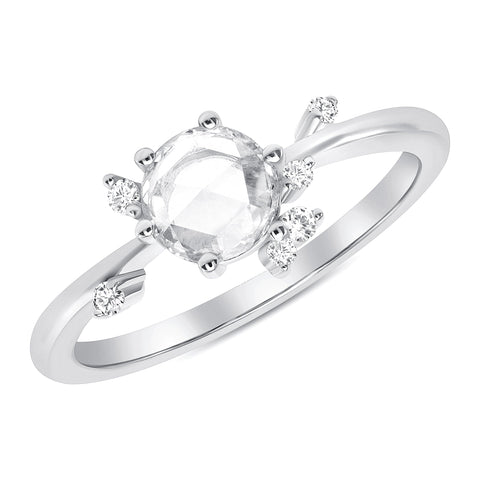 Rose Cut Diamond Cluster Ring white gold