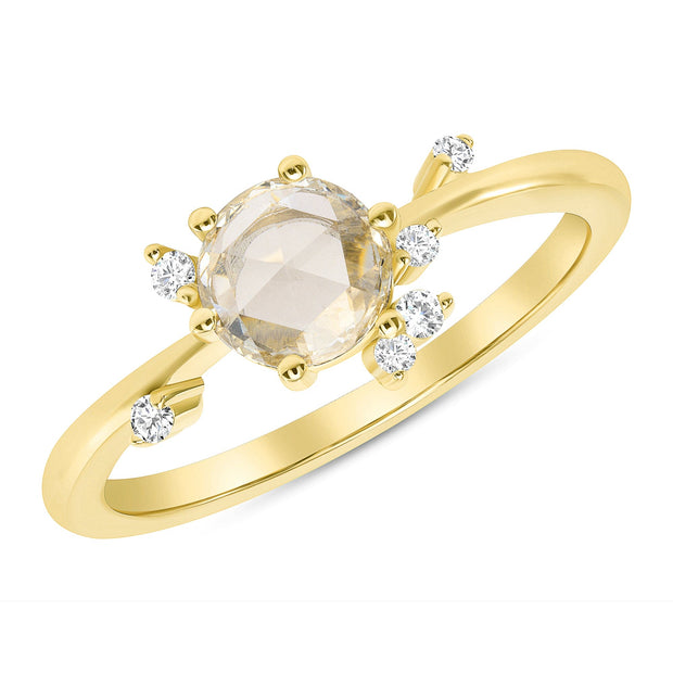 Rose Cut Diamond Cluster Ring yellow gold