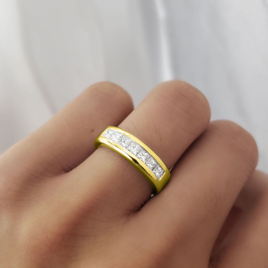 1 Carat Men's Diamond Ring Channel Set 6mm Width F-G Color Vs1 Clarity
