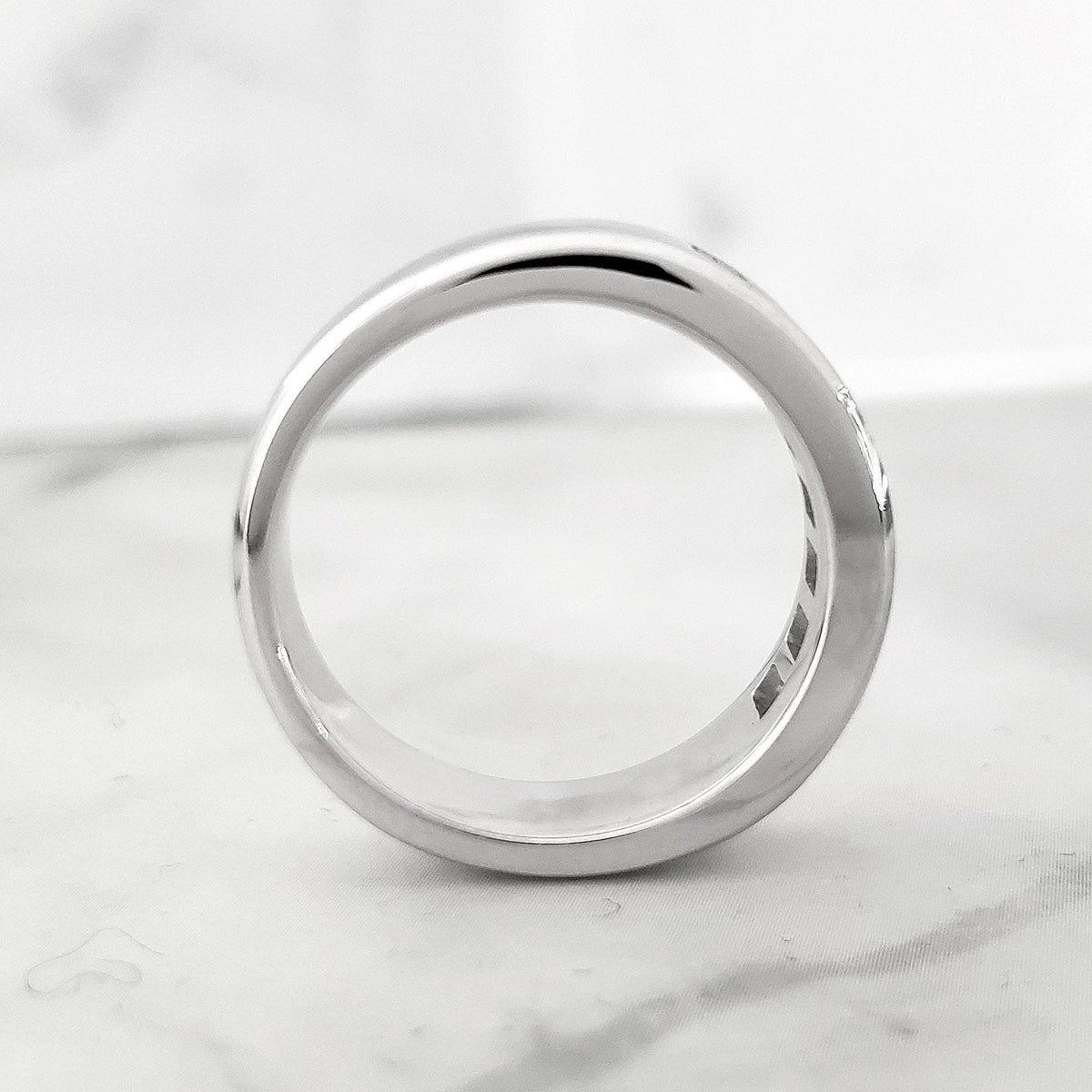 Men's diamond ring channel set princess cut side profile