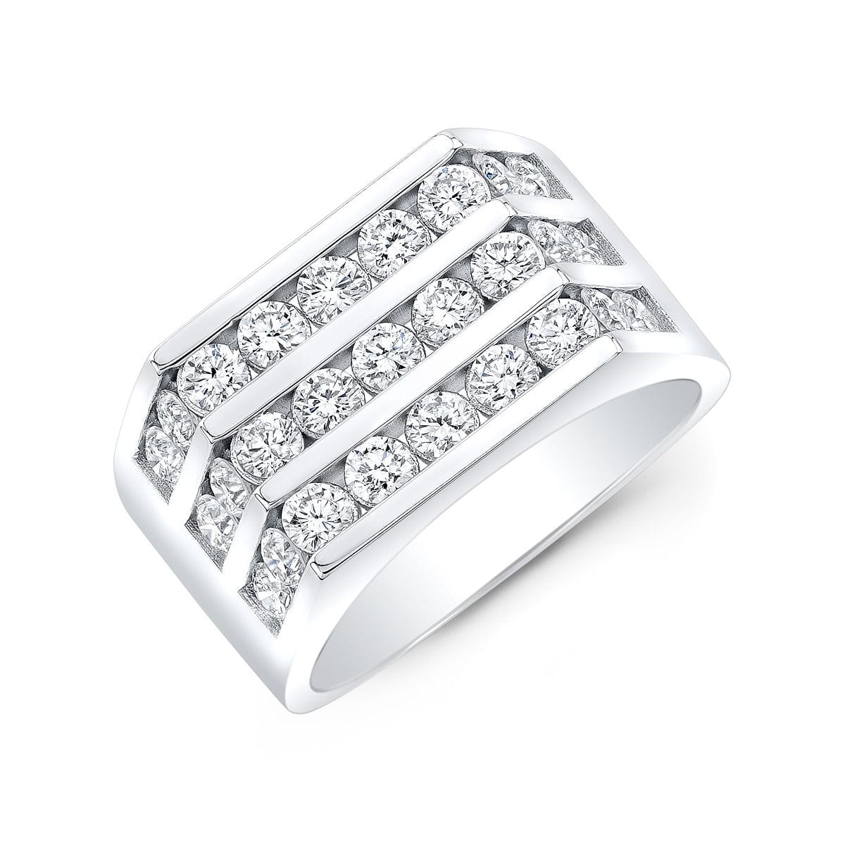 Channel set 3 row men's ring
