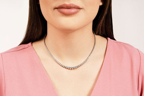 Graduated Diamond Necklace Anniversary Gifts In 14K Rose Gold