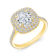Double Halo Diamond Engagement Ring Yellow Gold