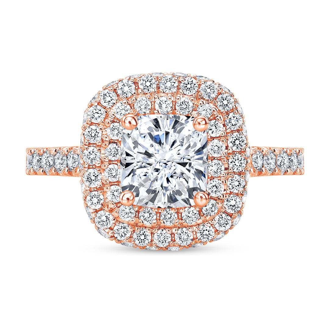 Cushion Double Halo with Hidden Halo Engagement Ring
