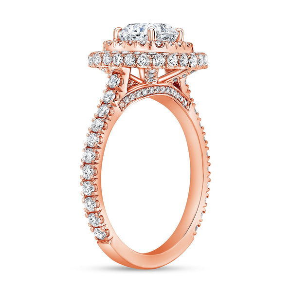 Cushion Double Halo with Hidden Halo Engagement Ring