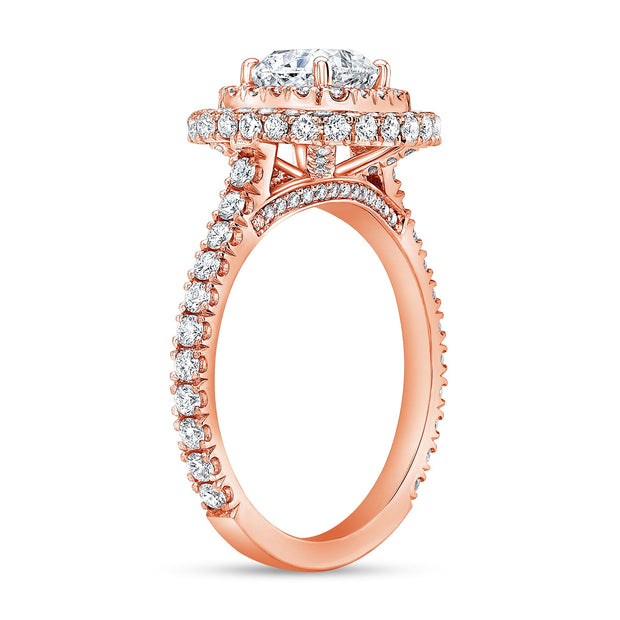 Cushion Double Halo with Hidden Halo Engagement Ring