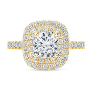 Cushion Double Halo with Hidden Halo Engagement Ring