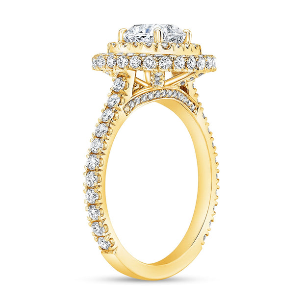 Cushion Double Halo with Hidden Halo Engagement Ring