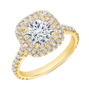Cushion Double Halo with Hidden Halo Engagement Ring