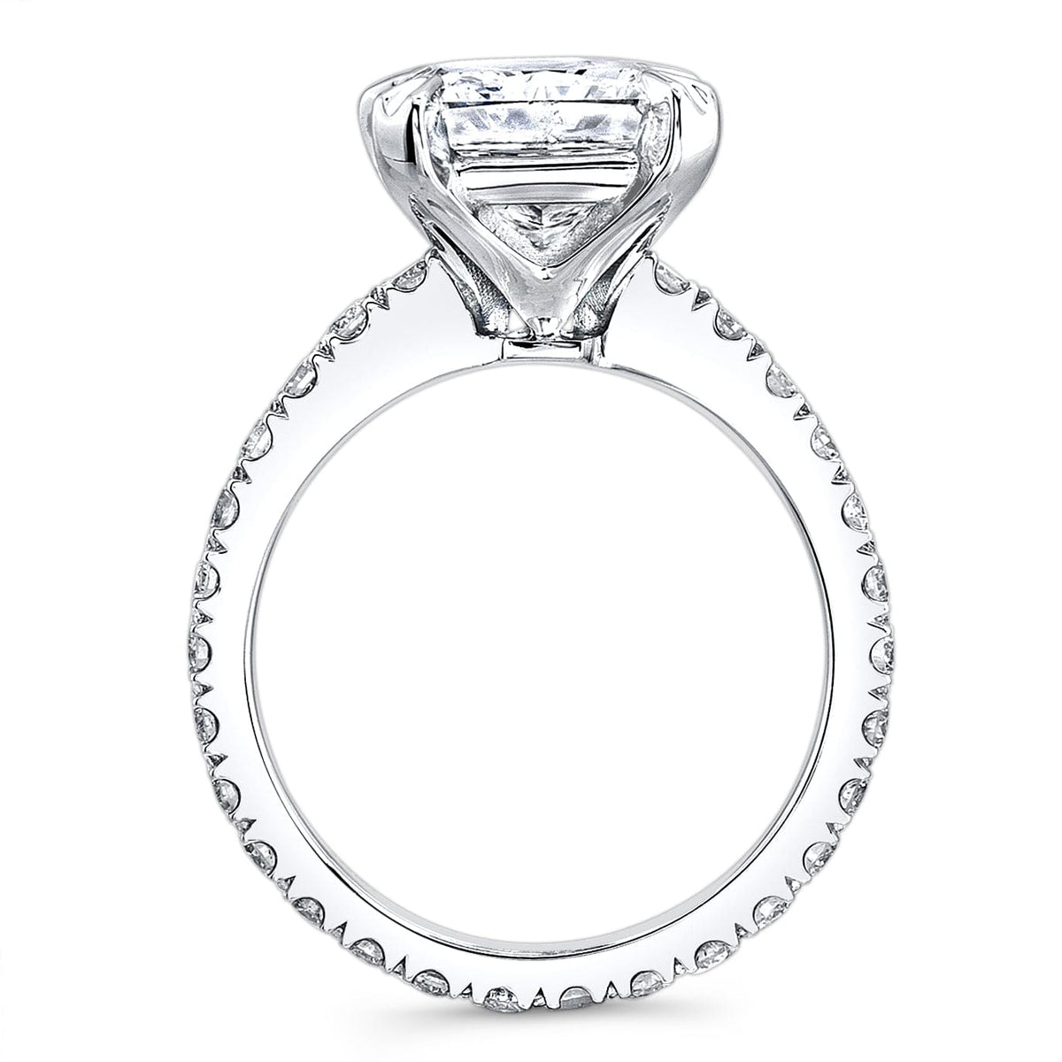 U pave eternity diamond engagement ring eagle claw basket