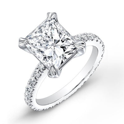 U-Pave Eternity Diamond Engagement Ring Eagle Claw Basket