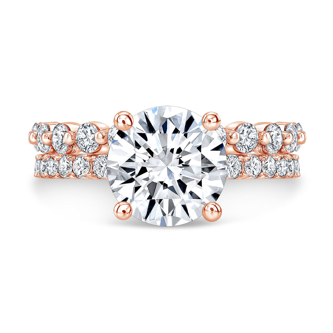 Four Prong Diamond Engagement Ring With Eternity Matching Band