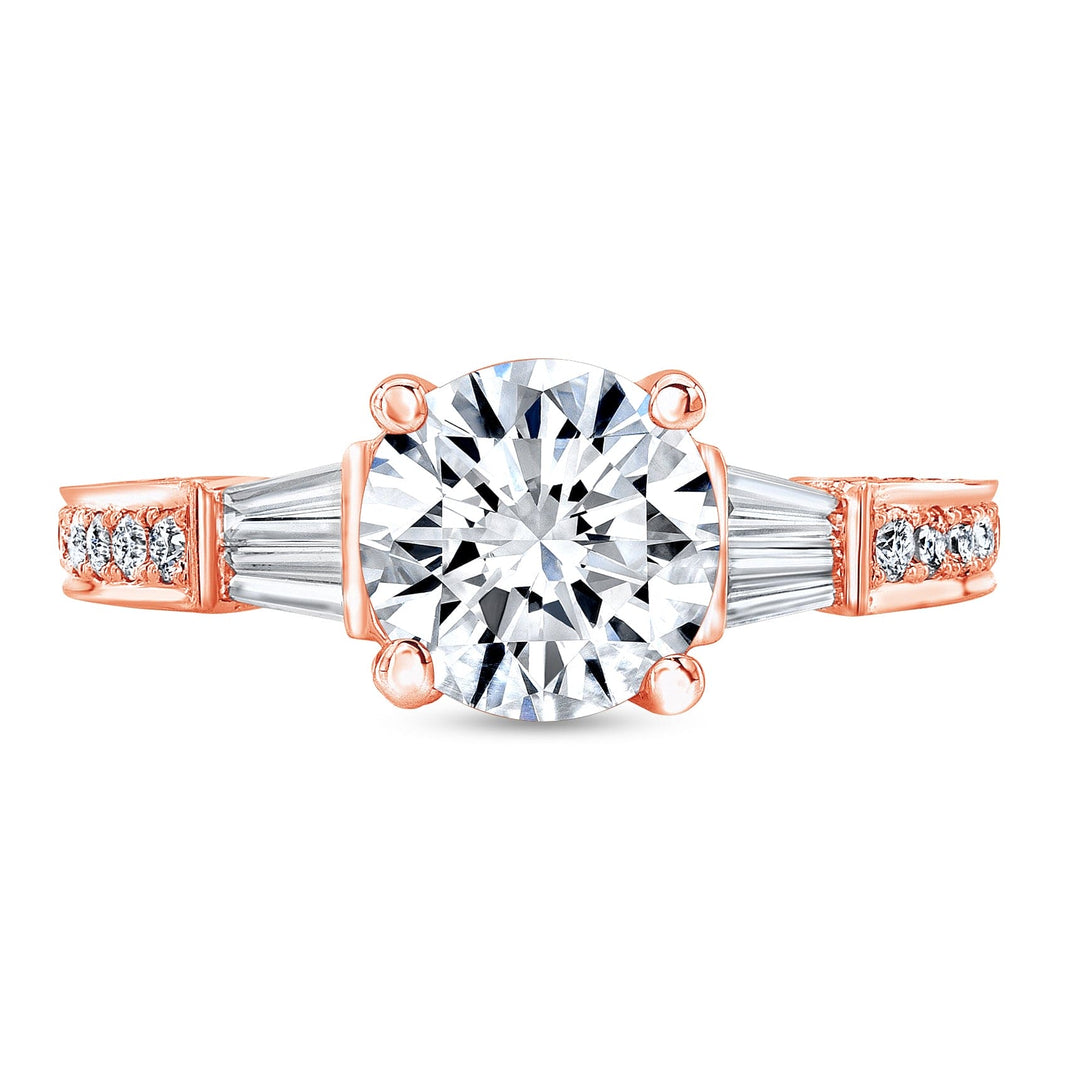 2.20 ct. Round Cut with Baguettes Diamond Ring I Color VS2 GIA Certified 3X