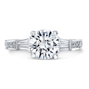 Tapered Baguette and Side Pave Engagement Ring