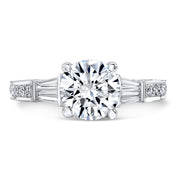 2.20 ct. Round Cut with Baguettes Diamond Ring I Color VS2 GIA Certified 3X