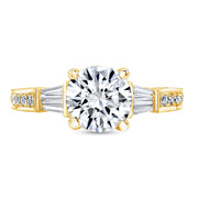 2.70 ct. Comely Round Cut w Baguette Diamond Ring J Color VS2 GIA Certified Triple Excellent