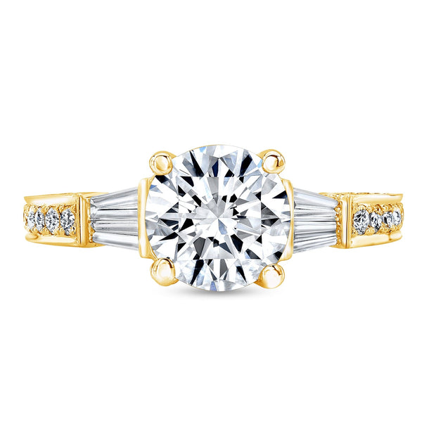 Tapered Baguette and Side Pave Engagement Ring