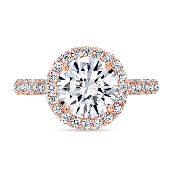 Diva Halo and Side Halo 3 Rows Pave Diamond Engagement Ring