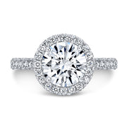 Diva Halo and Side Halo 3 Rows Pave Diamond Engagement Ring