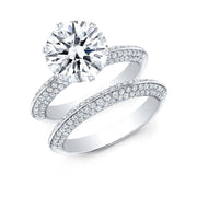 Knife Edge Pave on Prong Engagement Ring Set