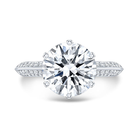 Knife edge pave clearance engagement ring