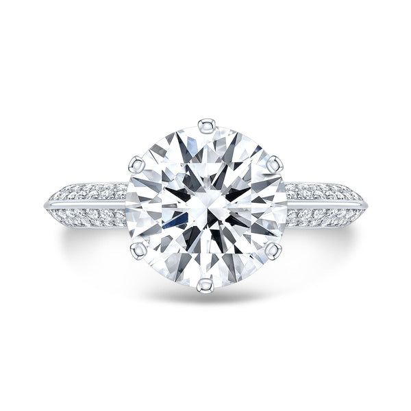 Knife Edge Pave Diamond Engagement Ring