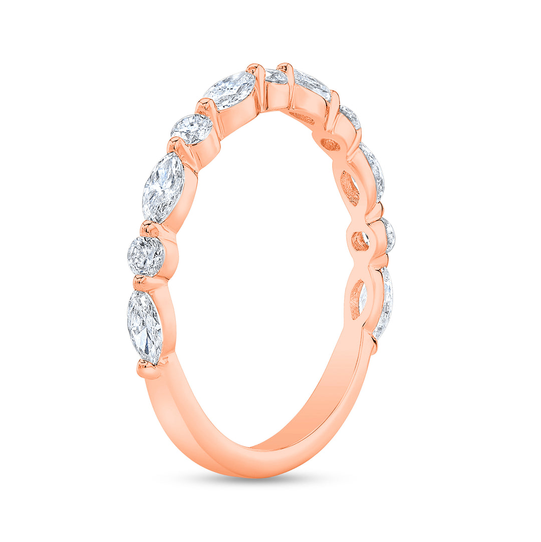 1/2 Ct. Marquise Cut and Round Cut Diamond Ring G Color VS2 Clarity