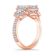 4.0 Ctw Halo Emerald Cut & Trapezoids Engagement Ring J Color VS1 GIA Certified