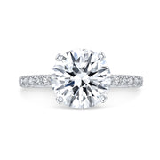 3.50 Ct. Hidden Halo 3 Row Pave Diamond Ring I Color VS2 GIA Certified 3X