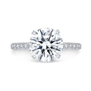 Hidden Halo 3 Row Pave Diamond Engagement Ring