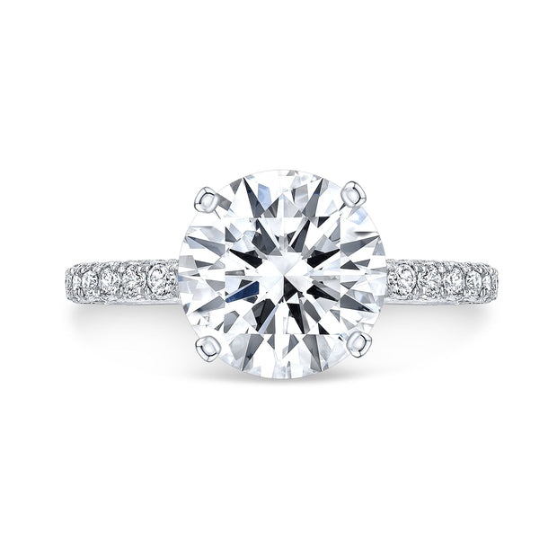 Hidden Halo 3 Row Pave Diamond Ring