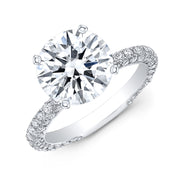 3.50 Ctw Hidden Halo 3 Row Pave Diamond Ring I Color VS2 GIA Certified 3X