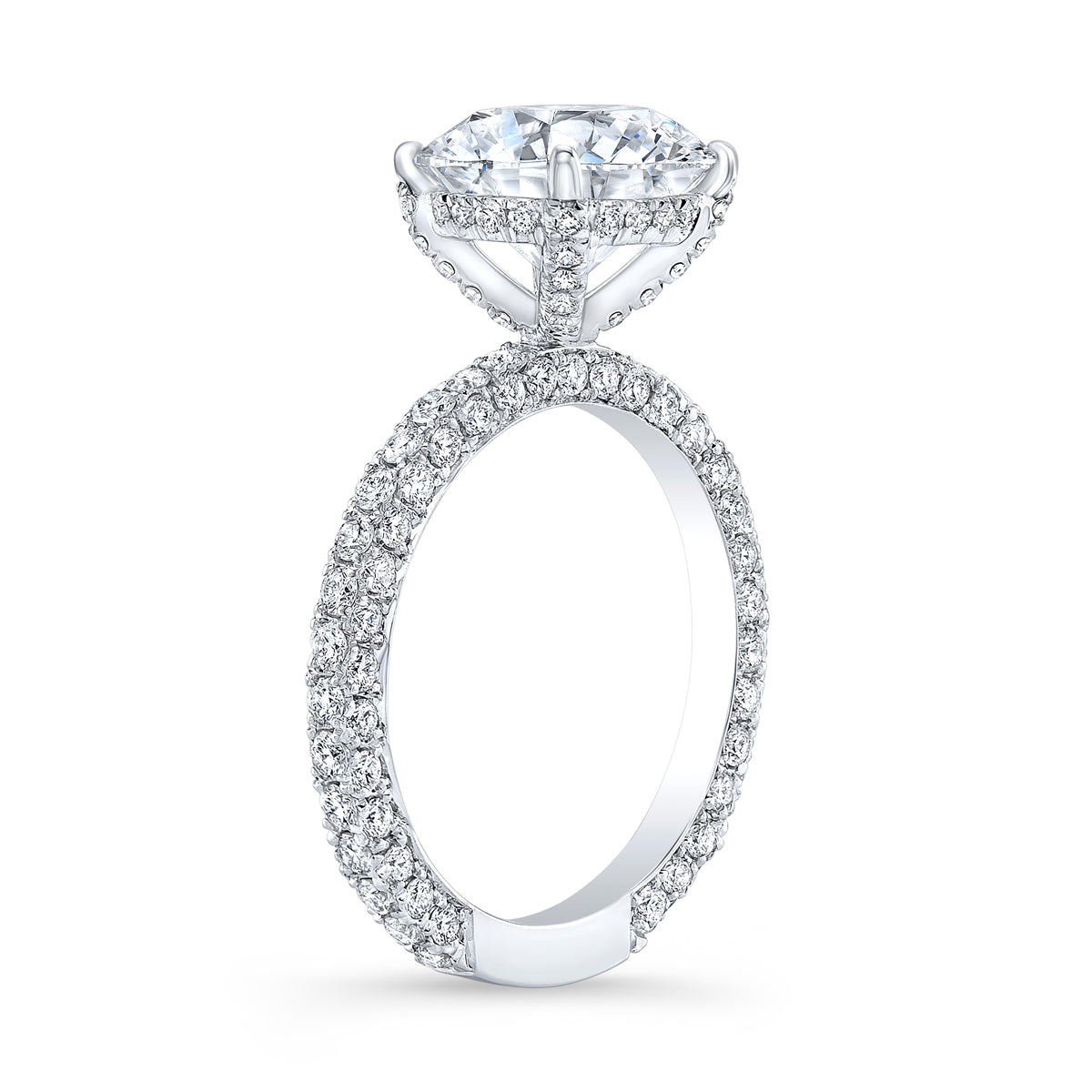 Hidden halo round cut diamond engagement ring