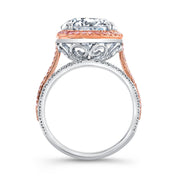 3.10 Ct. Halo Round Pave Split Engagement Ring G Color SI1 GIA Certified