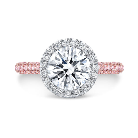 Heart Shaped Pink Diamond Halo Engagement Ring with Pave | Sunny Eden