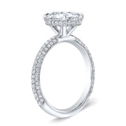 Hidden Halo Engagement Ring 3-Rows Pave