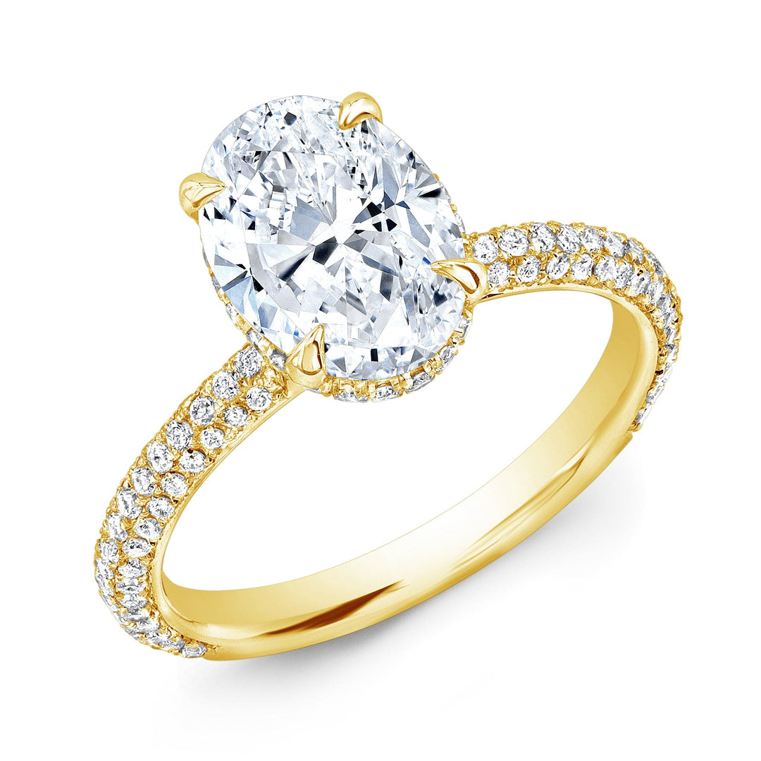 1.55 Ct. Hidden Halo Oval Engagement Ring 3 Row Pave G Color VS1 GIA Certified